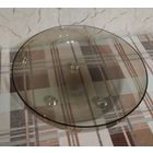 Винтажная ваза для фруктов из дымчатого стекла. Диаметр 27 см.