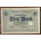 Банкнота 5 марок 1918 год. Бад-Киссинген. Веймарская республика.