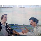 С рубля без мц. соцреализм. холст большой 168х120см. масло. "М. Горький и Шаляпин"