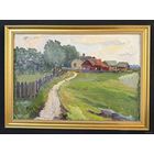 Савицкий В.Н "Переселка", 1952г. Картон, масло. Размер с рамой 40х55,5 см.