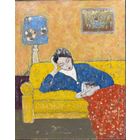 Лисовский А.С "Девушка с книгой",или Желтый диван; 2021г. Холст, акрил. Размер 50х40 см.
