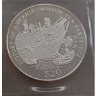 Либерия.20долларов 2000г.История Америки - Бостонское чаепитие.