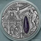 Ниуэ 2 доллара 2015г. "Зимний дворец Бельведер Вена. Аметист". Монета в капсуле; деревянном подарочном футляре; сертификат; коробка. СЕРЕБРО 62,20гр.(2 oz).