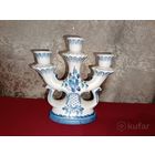 С рубля без мц. подсвечник "Гжель", Россия, размер 21х21х9см, диаметр под свечу примерно 2.8см.