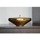 Металлическое блюдо в посеребрении, со стеклянной вставкой, синее стекло, клеймо, Германия.