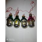 Елочная, новогодняя игрушка СССР "Набор домиков"