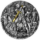 Ниуэ 5 долларов 2024г. "Легендарный меч короля Артура: Экскалибур". Монета в капсуле; деревянном подарочном футляре; номерной сертификат; коробка. СЕРЕБРО 62,20гр.(2 oz).