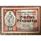 Нотгельд 10 пфеннигов 1920 год. Альштедт. Веймарская республика