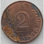 Германия 2 пфеннига 1968 г. D