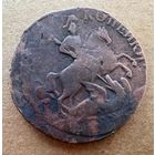 2 копейки 1758 номинал сверху, гурт надпись