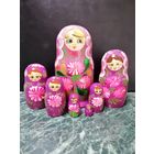 Матрешка расписная деревянная составная 7 кукол. Высотой 17,5 см