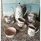 Кофейный сервиз Розовое настроение Серебрение Нереальной красоты Редкость!Англия Цена снижена