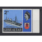 Гибралтар / Gibraltar 1967 ** 2d, Корабль, марка из серии с правым полем
