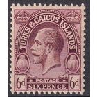 62.BrK. Великобритания. Колонии. Острова Теркс и Кайкос . Георг V. Стандарт. 6 P. 1923 г. Mi.#97.