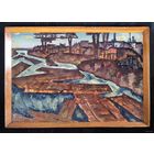 Дударенко Л.А "Плоты на Березине", 1968 г.48х69 см.К/М.