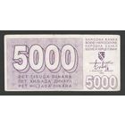 Босния и Герцеговина 5000 динар 1992 года. Тип Р-27. Состояние XF-