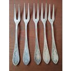 Вилки для лимона, набор 5 штук. Мельхиор, СССР