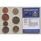 Фолклендские острова (Фолкленды) 1, 2, 5, 10, 20, 50 пенсов, 1 фунт 1998 - 2004 гг. Набор 7 монет