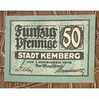 Нотгельд 50 пфеннигов 1918 год. Кемберг. Веймарская республика