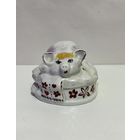 В редкой росписи с позолотой . Фарфор. Статуэтка "Свинья на корыте" (Поросёнок)  Добруш.  АУКЦИОН не с рубля без МПЦ.