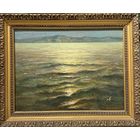 Багрянцев Н.М "Море. Лунная дорожка", ДВП, масло. Размер с рамой 61х49 см.