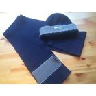 Теплый мужской комплект шапка и шарф, темно-синий цвет. Шарф длина 2,10. Состояние б/у ве