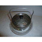 Сахарница СССР Мельхиор 50-ЫЕ КЛЕЙМО РУЧНАЯ РЕЗЬБА ПО СТЕКЛУ Редкая