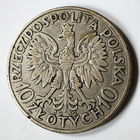 10 злотых, 1932 год. Ядвига. С клеймом под лапой. XF+.