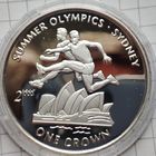 1 крона Острова Мэн 1999 года.27 Олимпийские игры в Сиднее. Серебро 925 проба.