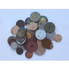 Лот "убитых" иностранных монет , более 100 г , с 1 рубля .