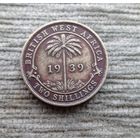 Werty71 Британская Западная Африка 2 шиллинга 1939 Пальма Георг 6