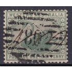 144а.Aust. Великобритания. Австралийские штаты. Западная Австралия. Чёрный лебедь. Стандарт. 1885 г. 1/2p. Mi.#30.