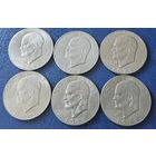 1 доллар 1971 1972 1974 1976 1977 1978 США  Эйзенхауэр 6 монет все МД Денвер