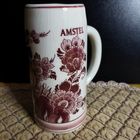 Кружка старинная большая  пивная. Голландия. Ручная роспись. Фарфор. 17х8х13 см
