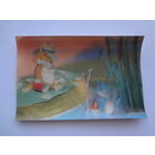 Календарик 1989 г.  Кот-рыболов. (стерео).