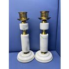 Пара подсвечников на одну свечу металл камень