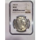 Доллар мирный 1923 США ms 64 NGC