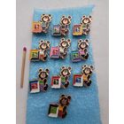 Полный набор значков. Олимпиада 1980. Мишка Олимпийский. футбол. 10 шт.