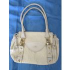 Белая Сумка DG Италия Натуральная Кожа Металлическая Золотая Фурнитура Инициалы Молния Кнорка КарманыПодкладка