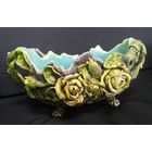 Ваза Фруктовница Розы Лоза Налепы насыпная Глазурь до 1917 г. Российская Империя!