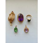 Брошь Тюльпан в стиле Трифари матовое золото США винтаж., Перстень,брошь,два кулона винтаж