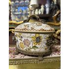 Роскошная конфетница, шкатулка, бронза, фарфор, клеймо, в отличном состоянии, много лотов с рубля