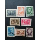 Польша 1947 Полная серия марок "Польская культура" (гашение без клея, следы от наклеек, наклейки) Mi.463В-470В каталог 4.20 евро