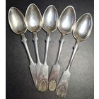 Ложки чайные 5 шт., серебро 813 проба, Финляндия, С РУБЛЯ! Лот серебра #7