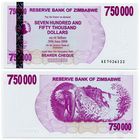 Зимбабве. 750000 / 750 000 долларов (образца 2007 года, P52, UNC)