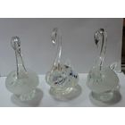 Статуэтки стеклянные "Лебеди" СССР (Неман). Высота 11.5 и 12.5 см. - 3 шт.