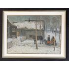 Козловский А.С "Разговор",1985г. Картон, масло. Размер с рамой 60х80 см.