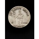 Очень редкая монета 6 мариенгрошей 1714 дикарь