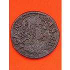 Солид (боратинка) 1665 г. литовский герб. Отметка МД- TLB, платок на шее рыцаря. Ян II Казимир, без мц.