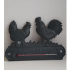 Редкий оригинальный термометр чугун "Петух и Курица". Франция.